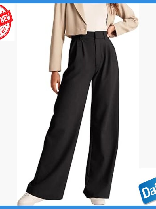Pants - High Waisted Work Pants Business Casual Office Trousers with Pockets